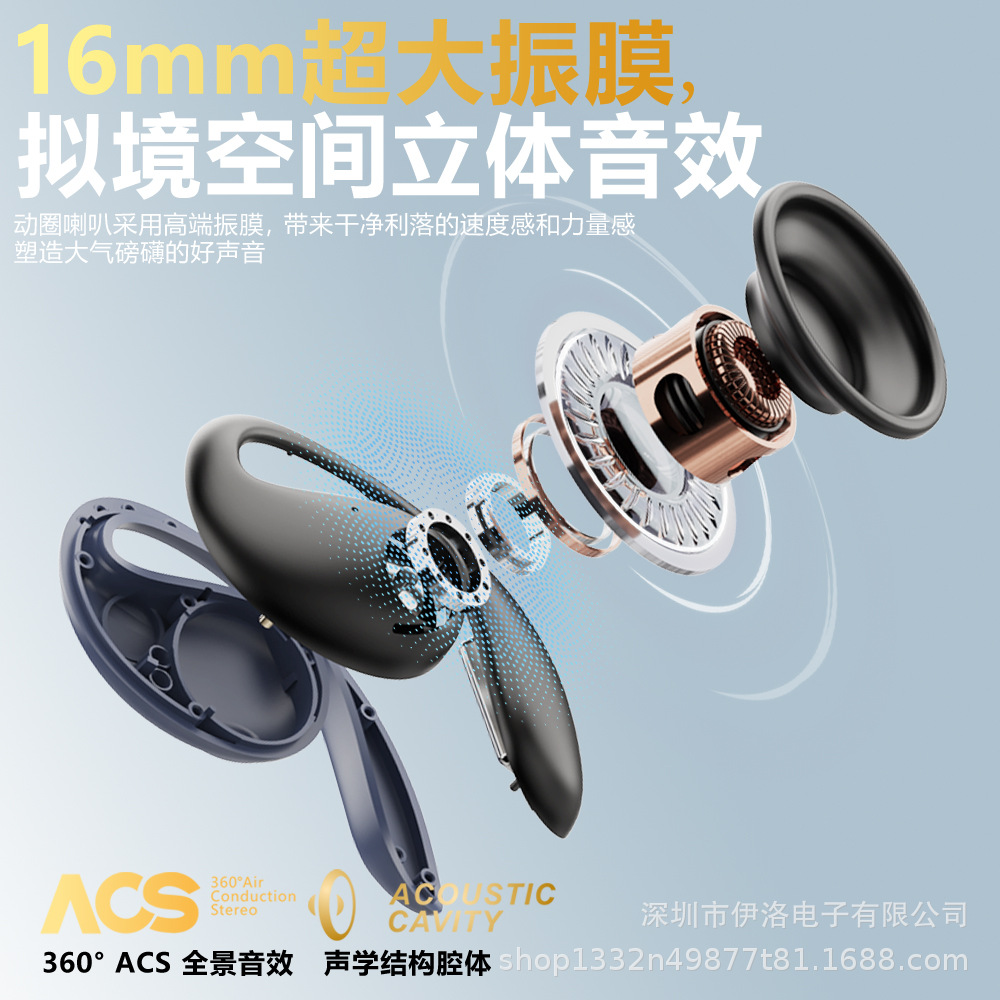 Auriculares inalámbricos Bluetooth con gancho para la oreja, conducción ósea, no intrauditivos, adecuados para deportes, no se caen, alta calidad de sonido, batería de larga duración, venta al por mayor