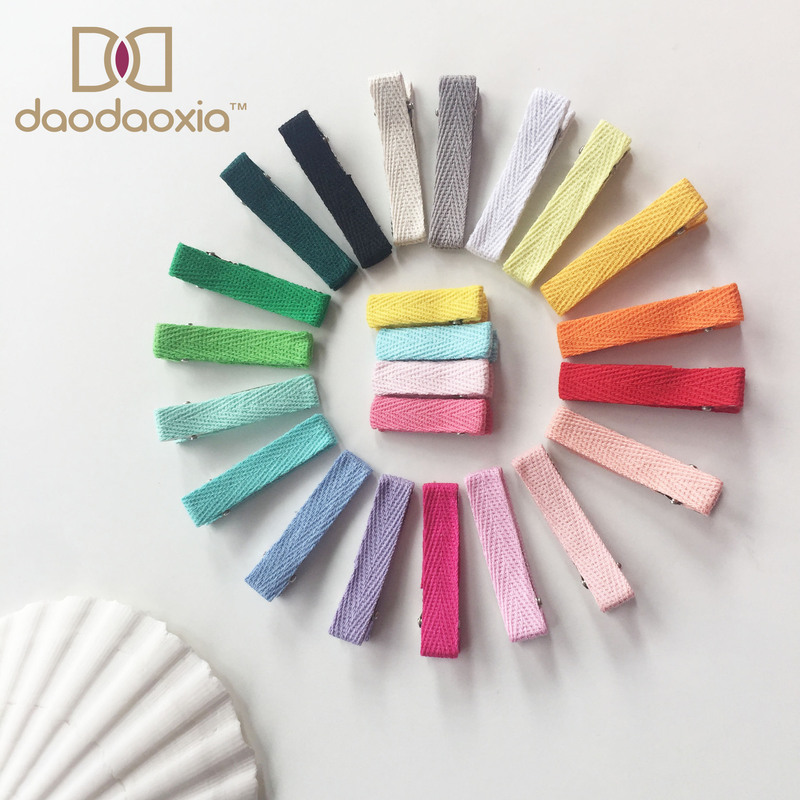 Children's Hair Clip Factory Supplies Candy-Colored Herringbone Cotton All-Inclusive Double-Pronged Duckbill Clip Girls Accessories Wholesale Printing