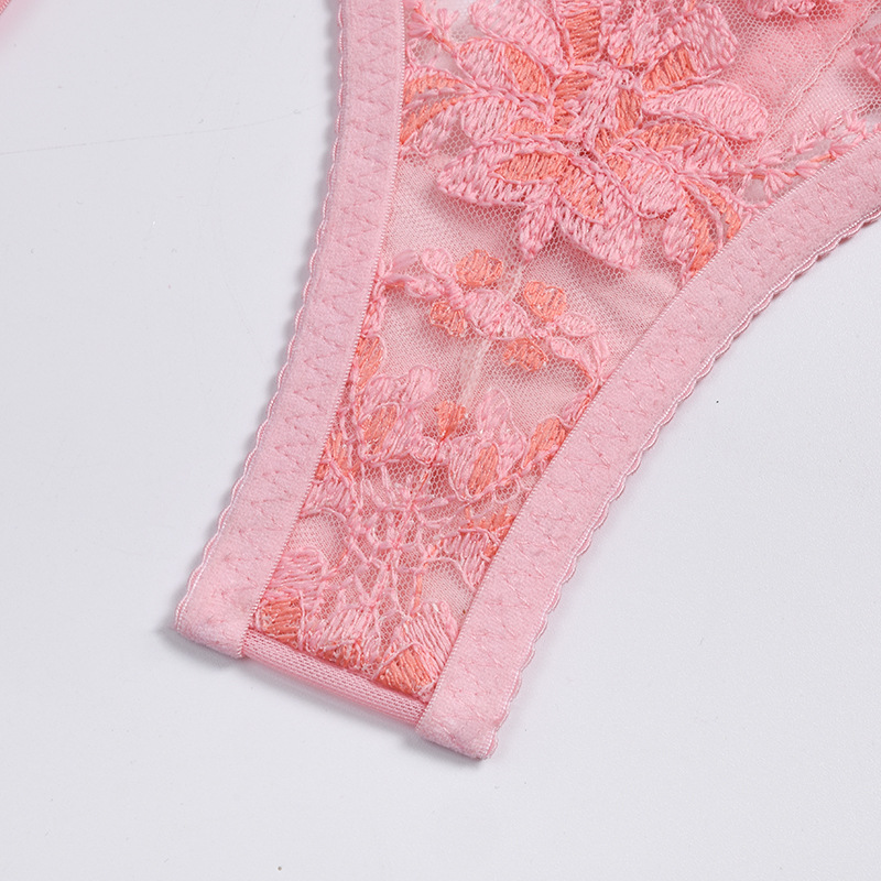 high-quality craft flower embroidery lingeries three-piece set NSYX64698