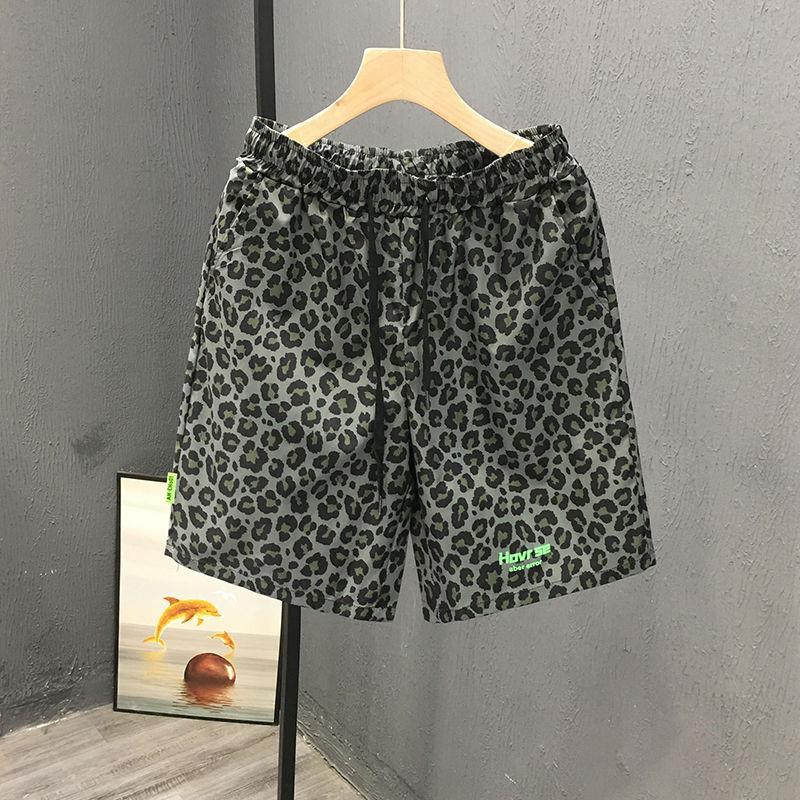 Plus Size Men's Leopard Print Shorts Summer Trendy Beachwear New Thin Style Retro Five Point Cut_viptrois.com
