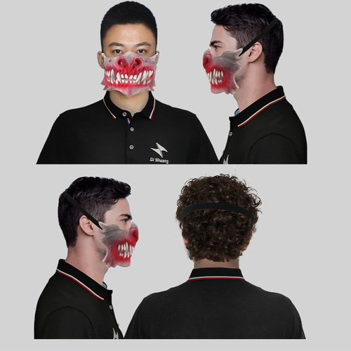 Bloody Big Mouth Scary Half Face Mask Halloween Party Prank Props Cosplay Masquerade Zombie Grimace 