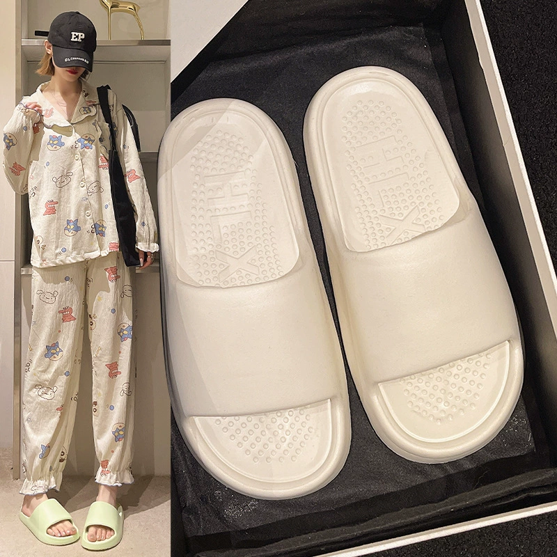 Ступать на фекалии мягкие пары дома толстая подошва ванная комната противоскользящая наружная повседневная легкая летняя новая холодная тапочки для мужчин и женщин