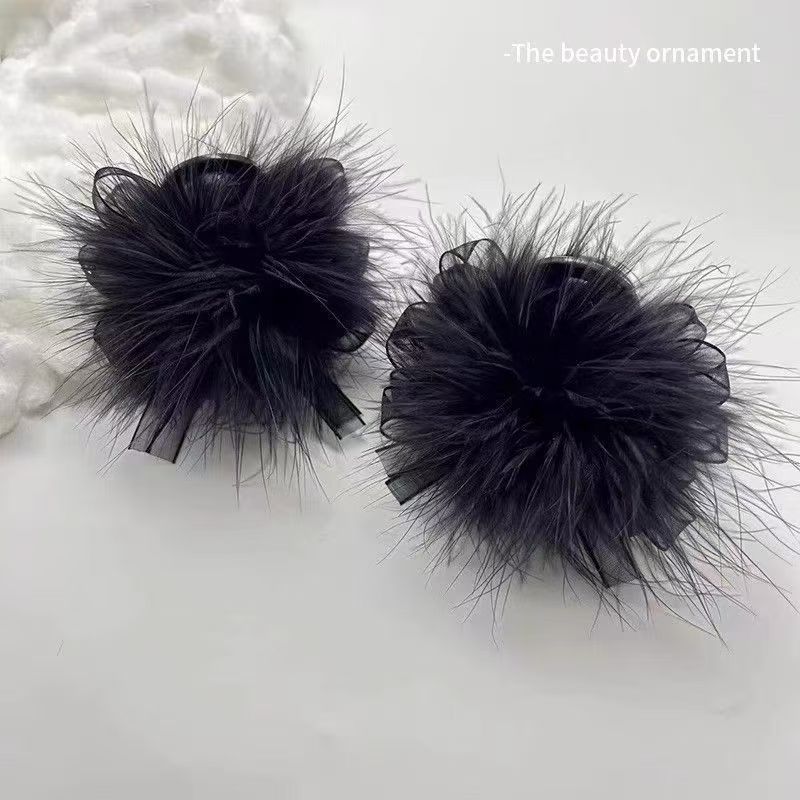 デザインメッシュフェザーグリッパー、ハイエンドで多用途なインターネットセレブヘアアクセサリー、ヘアピン、ヘッドドレス、ブラックヘッドフラワーシャーククリップ|undefined