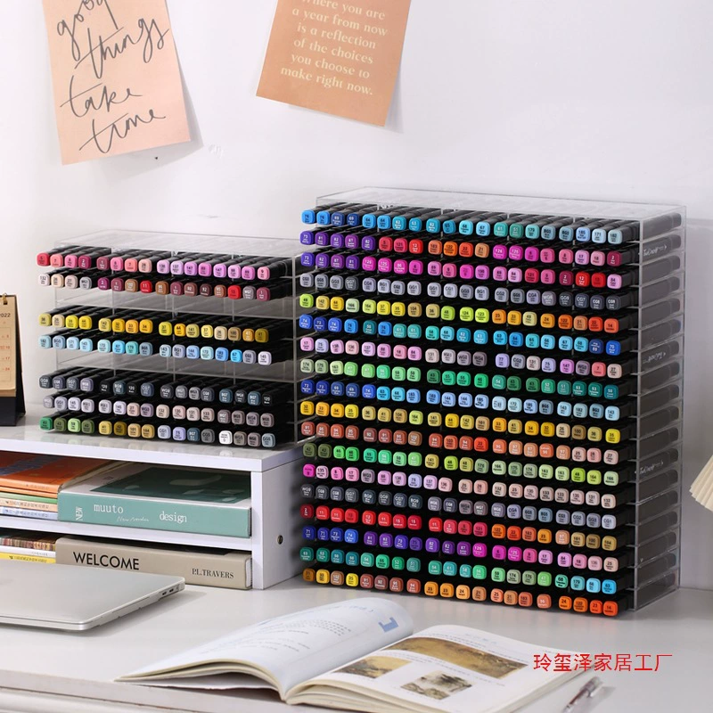 Стеллаж для хранения ручек, акриловый прозрачный настольный цветной стеллаж для ручек, стеллаж для магазина канцелярских товаров, художественная кисть, многослойный ящик для хранения