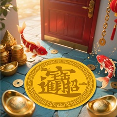圆形招财进宝入户门地垫财源广进玄关客厅门垫财运圆满进门脚垫
