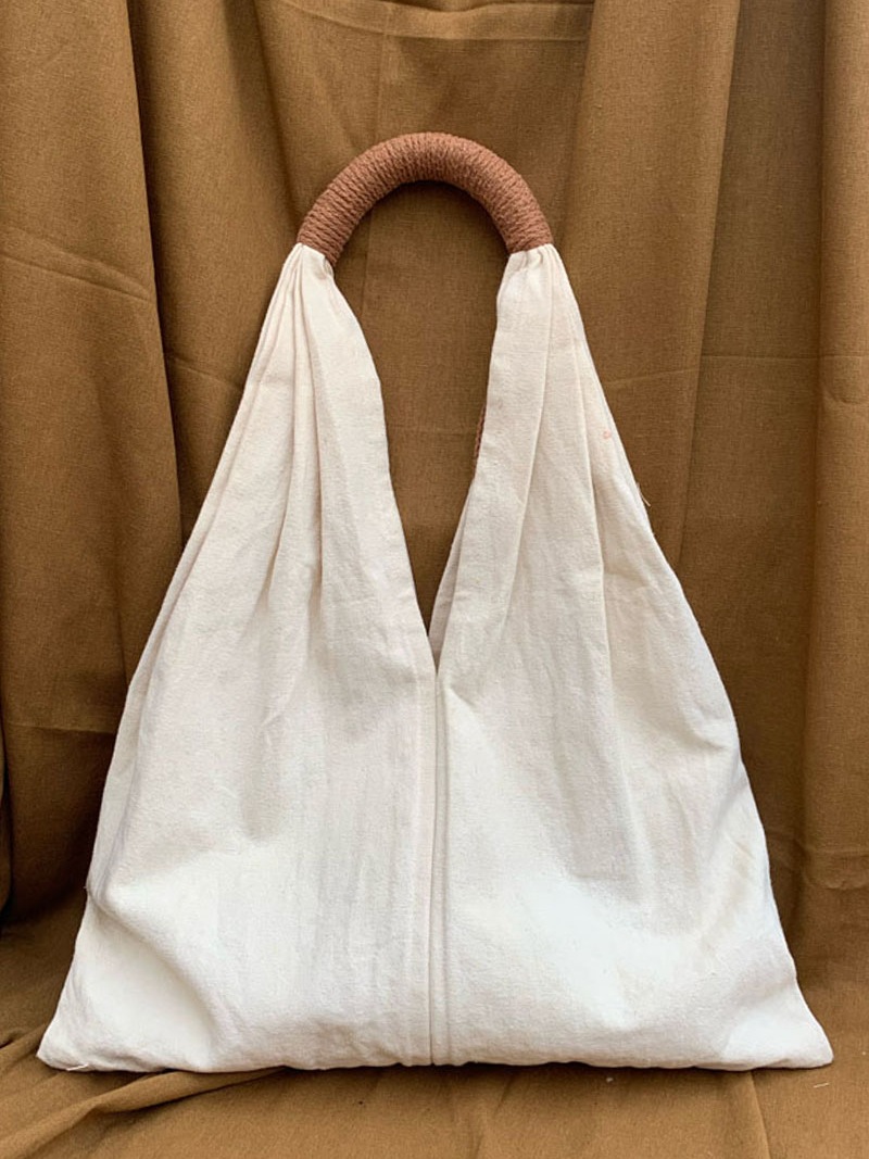 Borsa a mano casual in tela a spalla artistica in cotone e lino francese, borsa da donna_voghion.com