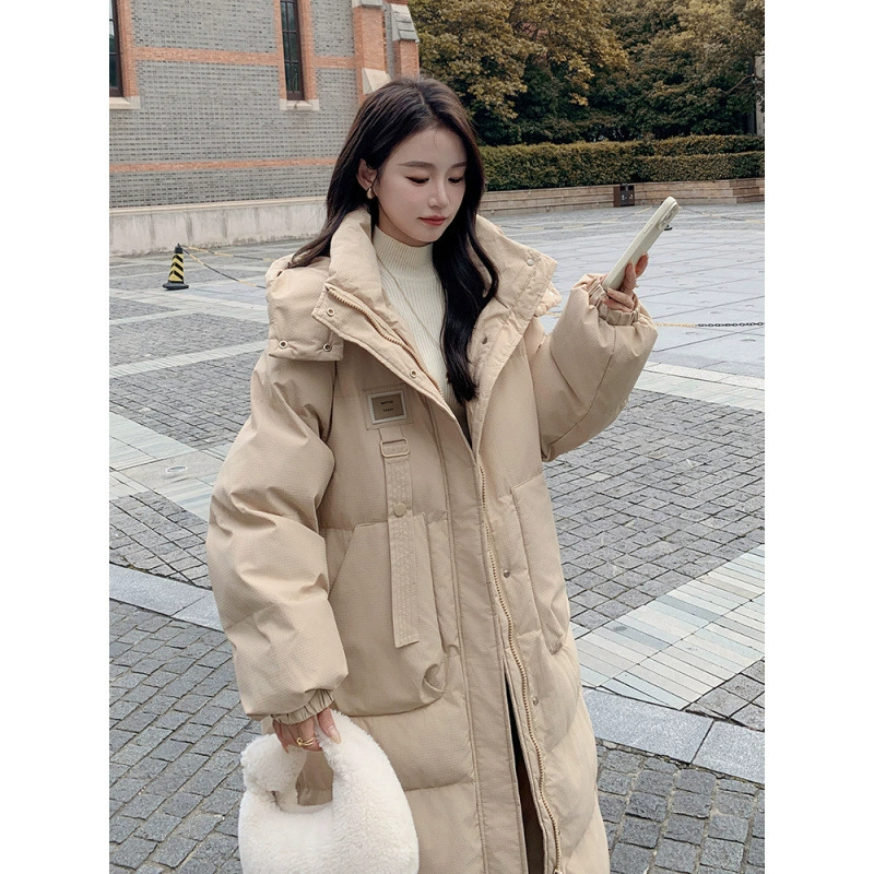 Реальной съемки вафельного текстуры пуховик женский зимний новый корейский новый свободный средний длинный хлопчатобумажный пальто хлопчатобумажный костюм