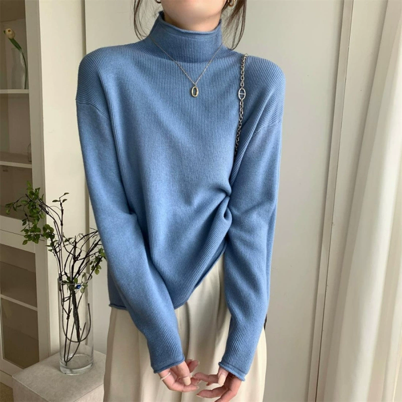 Свитер демисезонный с длинным рукавом, slim fit, западный стиль, облегающий