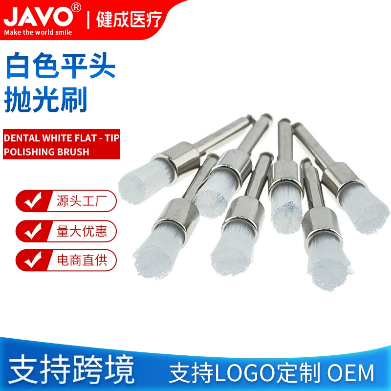 Трансграничная щетка для полировки зубов, нейлоновая полировальная щетка, белая красочная полировальная щетка с плоской головкой, 100 шт./кор.