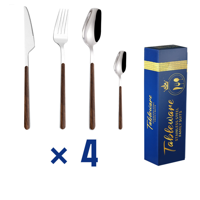 新しいステンレス鋼食器ギフトボックス家庭用クリップハンドルデザートスプーンクロスボーダーホット販売ステーキナイフ、フォーク、スプーンセット|undefined