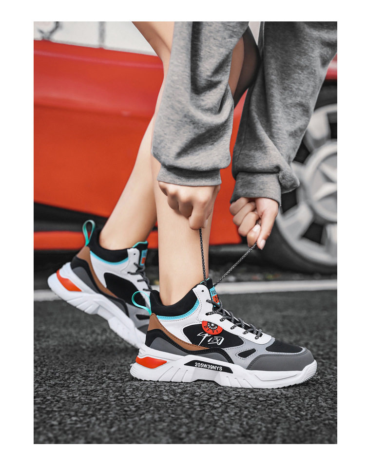 Giày sneaker cao cổ phối màu, lót nhung giữ ấm, đế cao su, dây buộc — 9013 Mẫu giày đơn Bai Lanyue, 9013 mẫu giày đơn màu đen và vàng, 9013 mẫu giày đơn màu đen xám, 9013-1 cộng với nhung trắng đen xám chi tiết 35