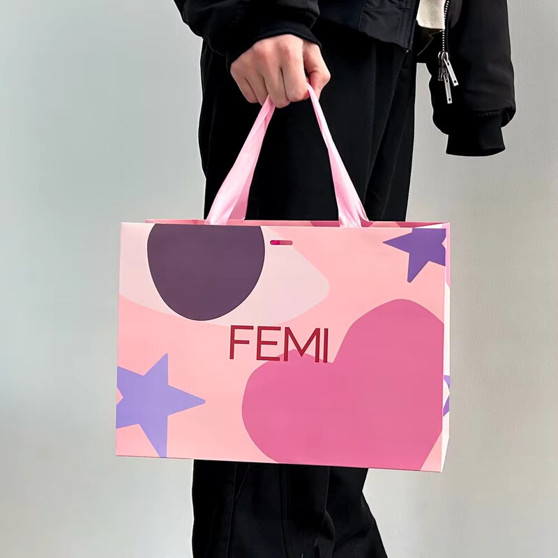 Logo Wholesale Reusable Luxury Paper Bags Pink Packaging Gift Bags Shopping Cardboard Bags with Handles Logo Wholesale Reusable Luxury Paper Bags Pink Packaging Gift Bags Shopping Cardboard Bags with Handles