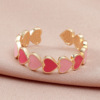 Brand fuchsia cute copper ring, jewelry heart shaped, European style