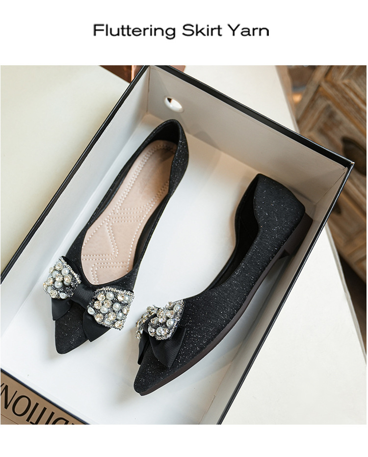 Women's Elegant Solid Color Bow Knot Point Toe Flats display picture 12