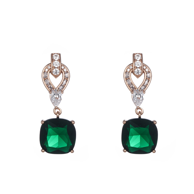 Xuping temperamento europeo y americano de color gemas gemas incrustadas pendientes ligero lujo sensación de otoño invierno pendientes de moda para mujeres