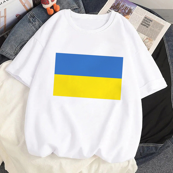 Ukraini Ukraine Flag t shirt women anime Japanese summer Tee
