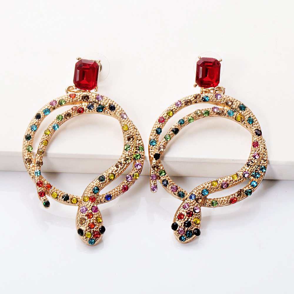 Fashion Inlaid Diamonds Long Snake Earrings Wholesale display picture 9