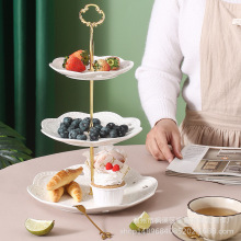 亚马逊定制酒店陶瓷展示盘蛋糕盘跨境定制欧式三层串盘陶瓷水果盘