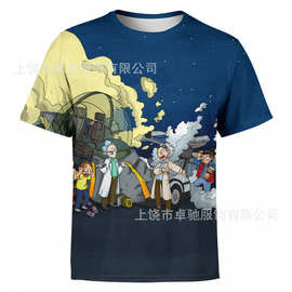潮流爆款服装 瑞克莫蒂图片3D数码印花男士T恤厂家直销