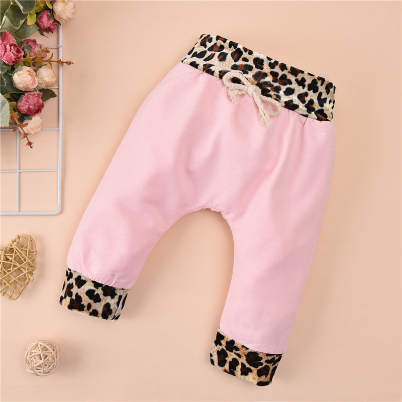 Girls' Sweater New Style Pink Leopard Print Two-piece Suit Children's Sweater Suit display picture 5