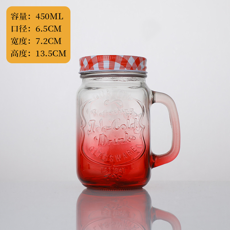 Tazas Mason con mangas de paja tazas de jugo creativas tazas de agua de vidrio de arena de color gradiente