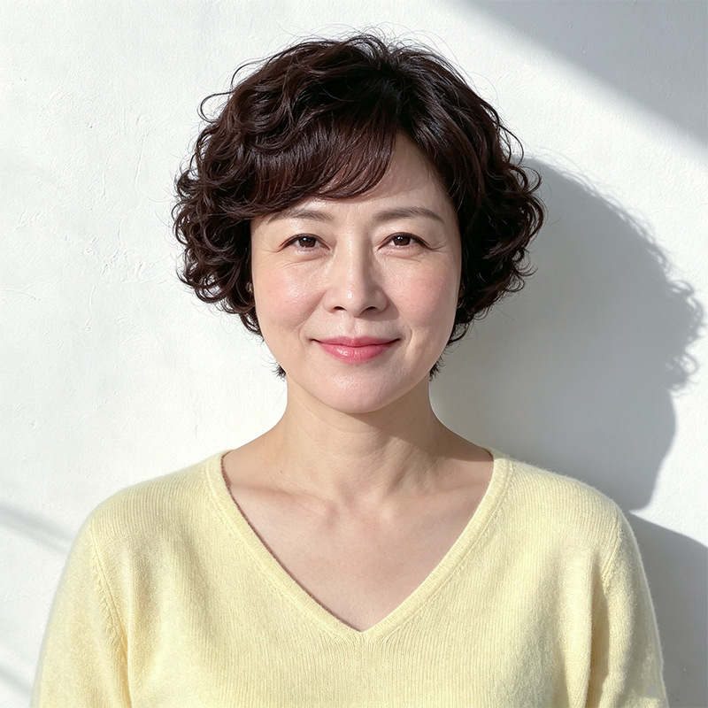 Direct Sale from the Manufacturer: Short Hair Wigs for Middle-Aged and Elderly Women, Fashionable Mom Style with Side Bangs, Short Curly Hair, Natural Realistic Full Wig Direct Sale from the Manufacturer: Short Hair Wigs for Middle-Aged and Elderly Women, Fashionable Mom Style with Side Bangs, Short Curly Hair, Natural Realistic Full Wig