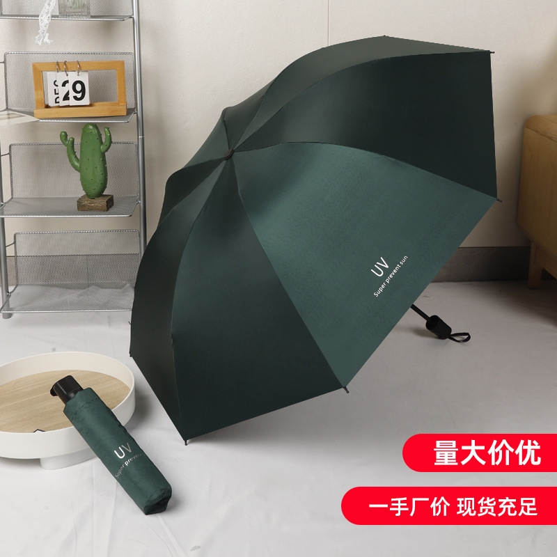 Umbrella UV manual, vinilo comercial, sol y lluvia, paraguas plegable de doble uso, paraguas publicitario de regalo universal, paraguas LOGO, venta al por mayor