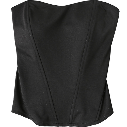 Fishbone Strapless Off-Shoulder Spring/Summer New Women's Wear: Solid-Color, European & American-Style, Fashionable Waist-Controlled Sheath Mini Camisole