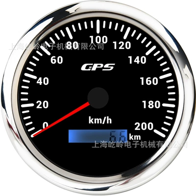 automobile instrument: Odometer Code Meter Car - 0-200kmh-silver-edge-black-bottom