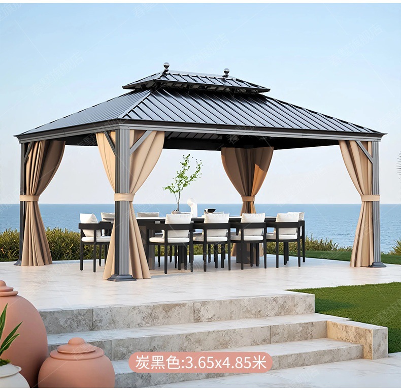 High-End Outdoor Pavilion Garden Terrace Aluminum Alloy Courtyard Leisure New Chinese-Style Pavilion Villa Courtyard Outdoor Sunshade