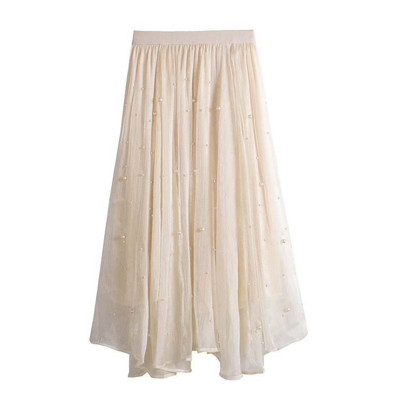 Glossy long demi-season skirt