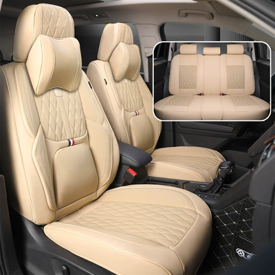 Seat Cushion, New Five-Seater Seat – Four Seasons Pad - beige-universal-headrest-for-five-seats