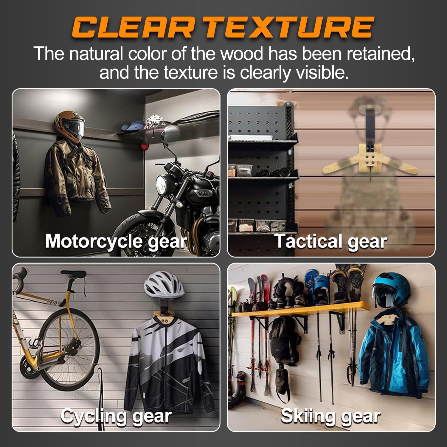Cross-Border Tactical Helmet Wall-Mounted Storage Rack for Motorcycle Enthusiasts, Wall-Mounted Helmet Display Rack Made of Solid Wood That Won'T Damage the Helmet
