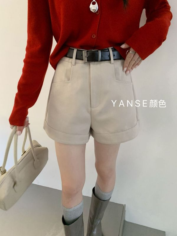 牛仔短裤女秋季新款韩版高腰显瘦百搭A字阔腿遮肉复古休闲阔腿裤|undefined