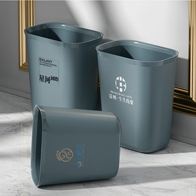 Hotel doméstico cubo de basura engrosada con anillo de presión Hotel inodoro plástico estrecho ignífugo cuadrado habitación de invitados baño sin tapa