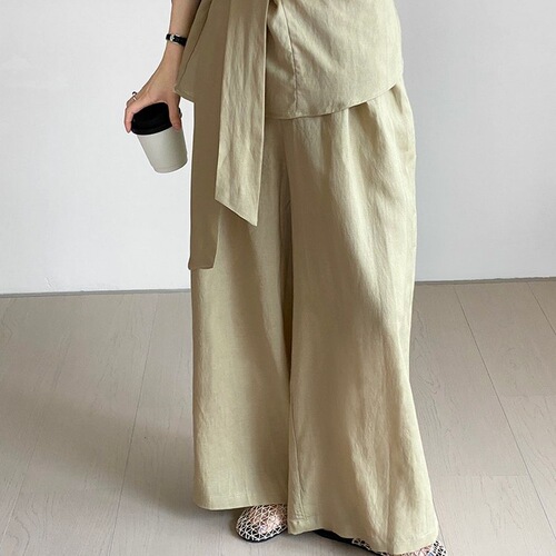 Luxurious, high-end, thousand-piece set Korean-style new tie-front sleeveless shirt wide-leg pants two-piece set old money style full set