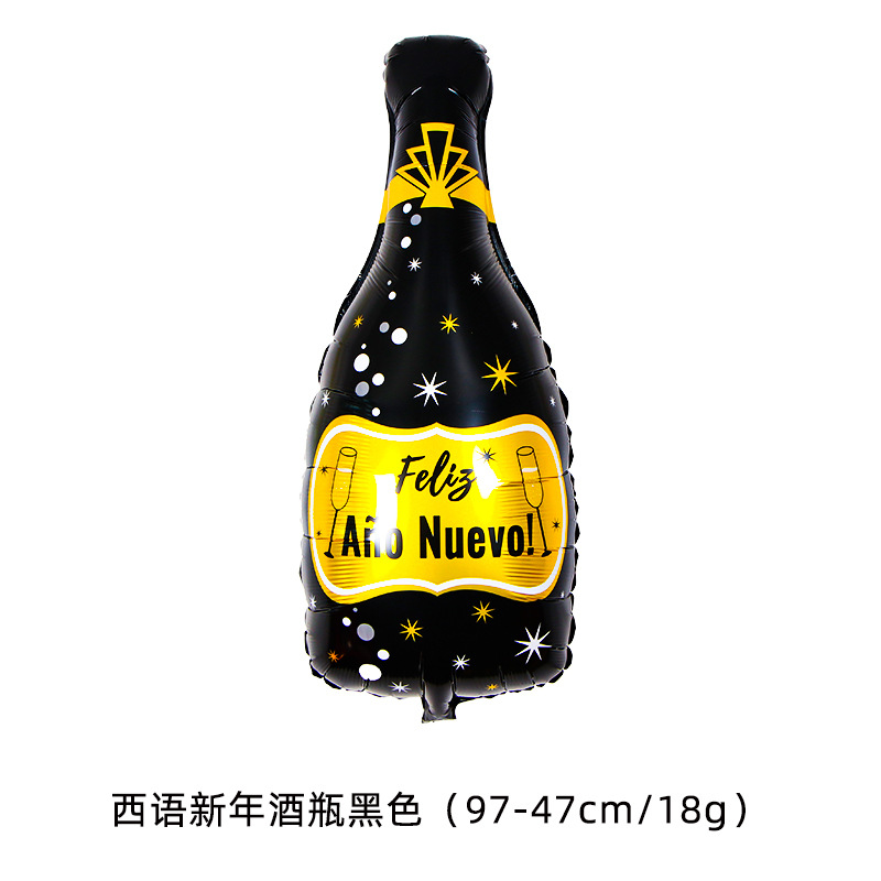 Decoración de fiesta, globo de película de aluminio, disposición transfronteriza, botella de vino de Año Nuevo, copa de vino, botella de vino de cumpleaños, globo de copa de vino al por mayor