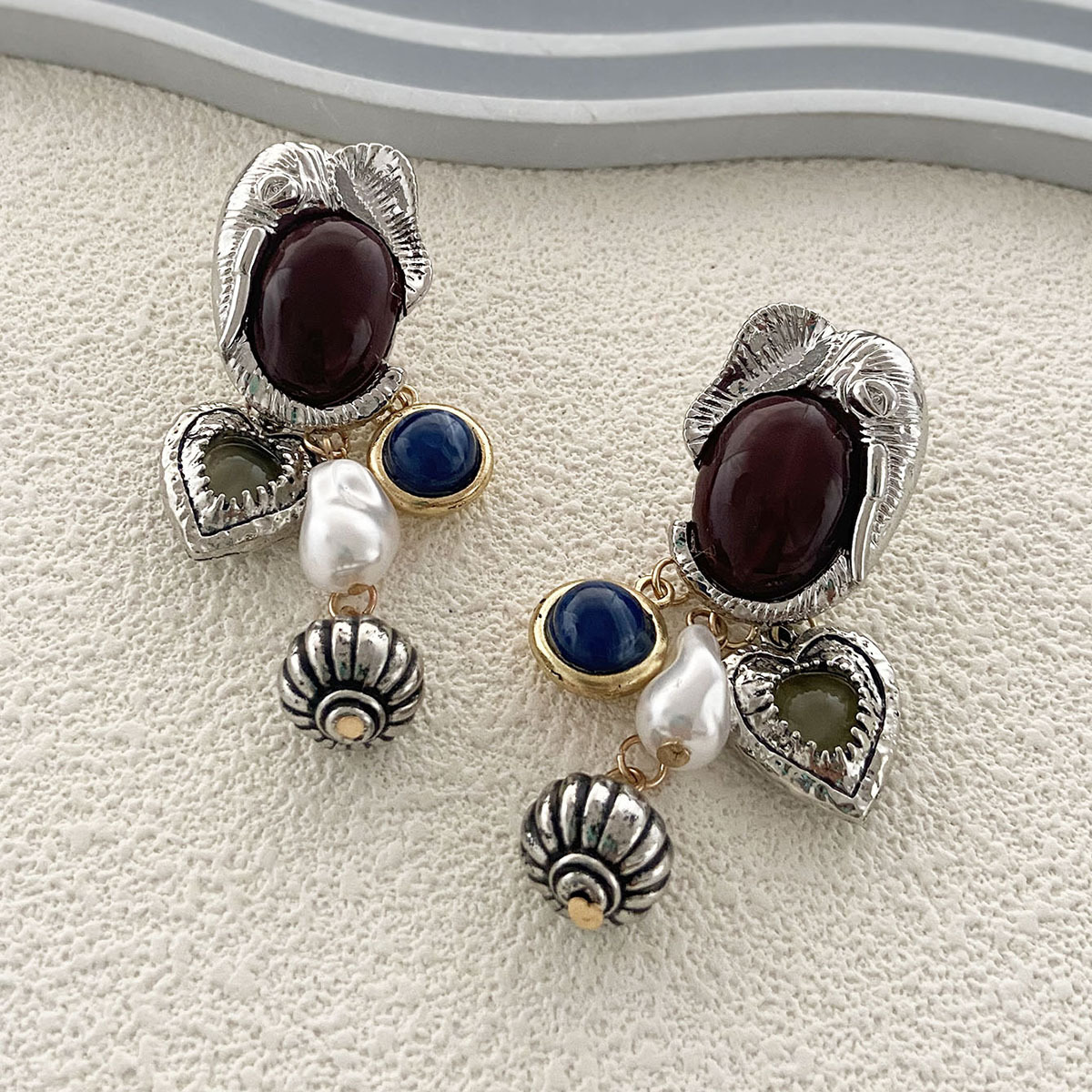 Pearl Gemstone Animal Drop Earrings Vintage Style Jewelry_voghion.com