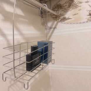 Stainless steel punch-free hanging decoration storage rack bathroom wall-mounted storage rack kitchen bathroom rectangular drain