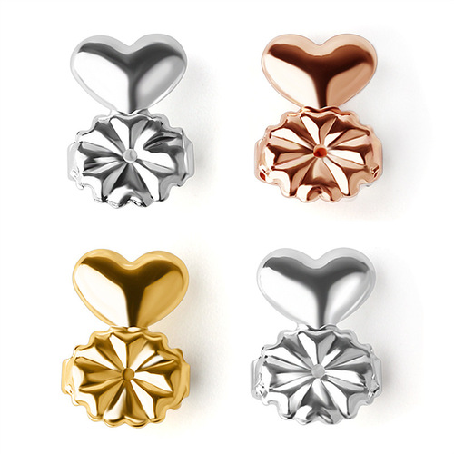 Silver earring auxiliary S925 sterling silver earring lifter earrings anti-sagging European and American TV heart-shaped support ear plugs