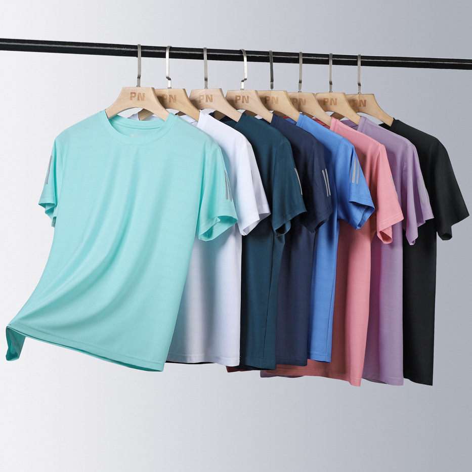 Ropa de secado rápido para hombres de manga corta de seda de hielo de verano extra grande, deportes y ocio, ropa de secado rápido para exteriores de gran tamaño transpirable, media manga para hombres image 1