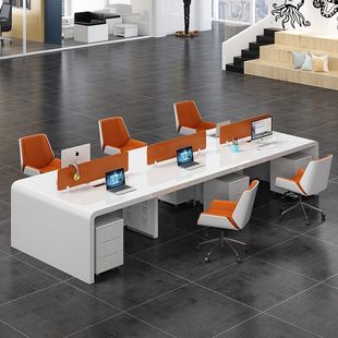 Painted Staff Desk Staff Computer Desk 4/6 Person Workstation Card Holder Simple Modern Office Desk and Chair Combination