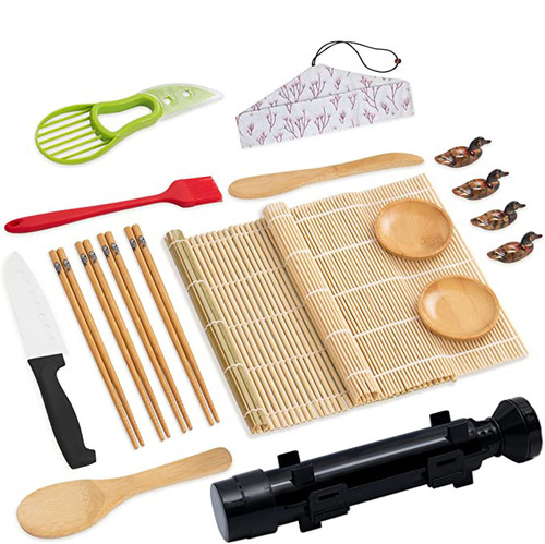 亚马逊热卖寿司模具日式寿司制作套装绿卷帘竹制木勺厨房神器工具