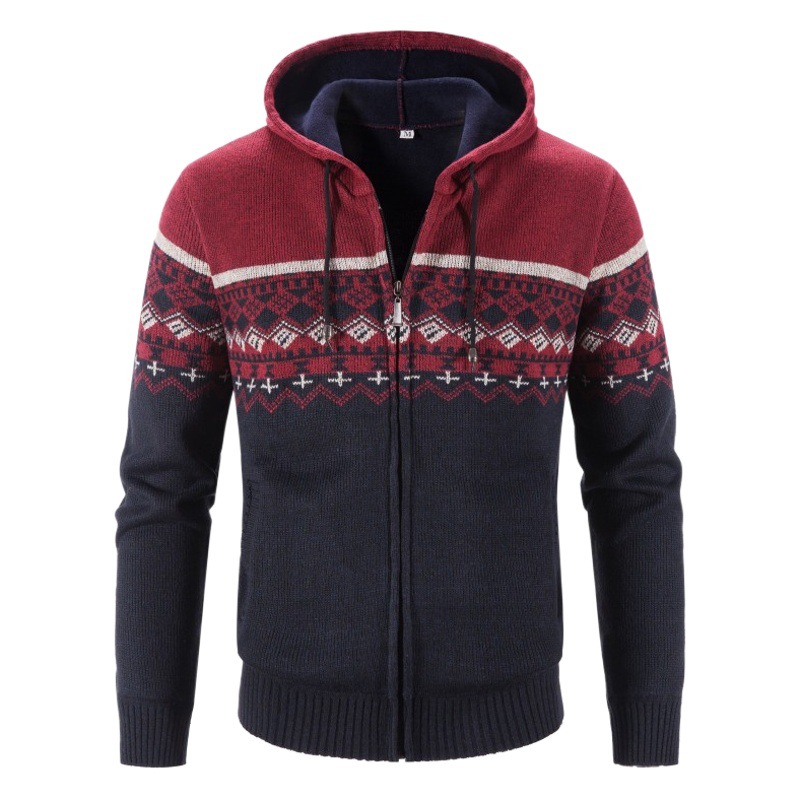 Suéter nuevo transfronterizo popular de terciopelo de gran tamaño engrosado color degradado comercio exterior chaqueta casual para hombres cárdigan de punto