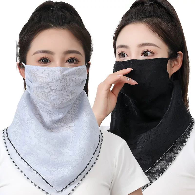 Summer triangular thin scarf, breathable travel windproof medical mask, sun protection