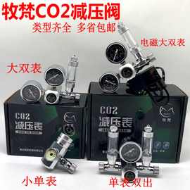 二氧化碳电磁阀co2减压阀电磁双表草缸二氧化碳钢瓶大双表小单表