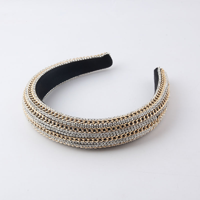 New Fashion Baroque Chain Diamond Sponge Headband Hair Accessories display picture 4