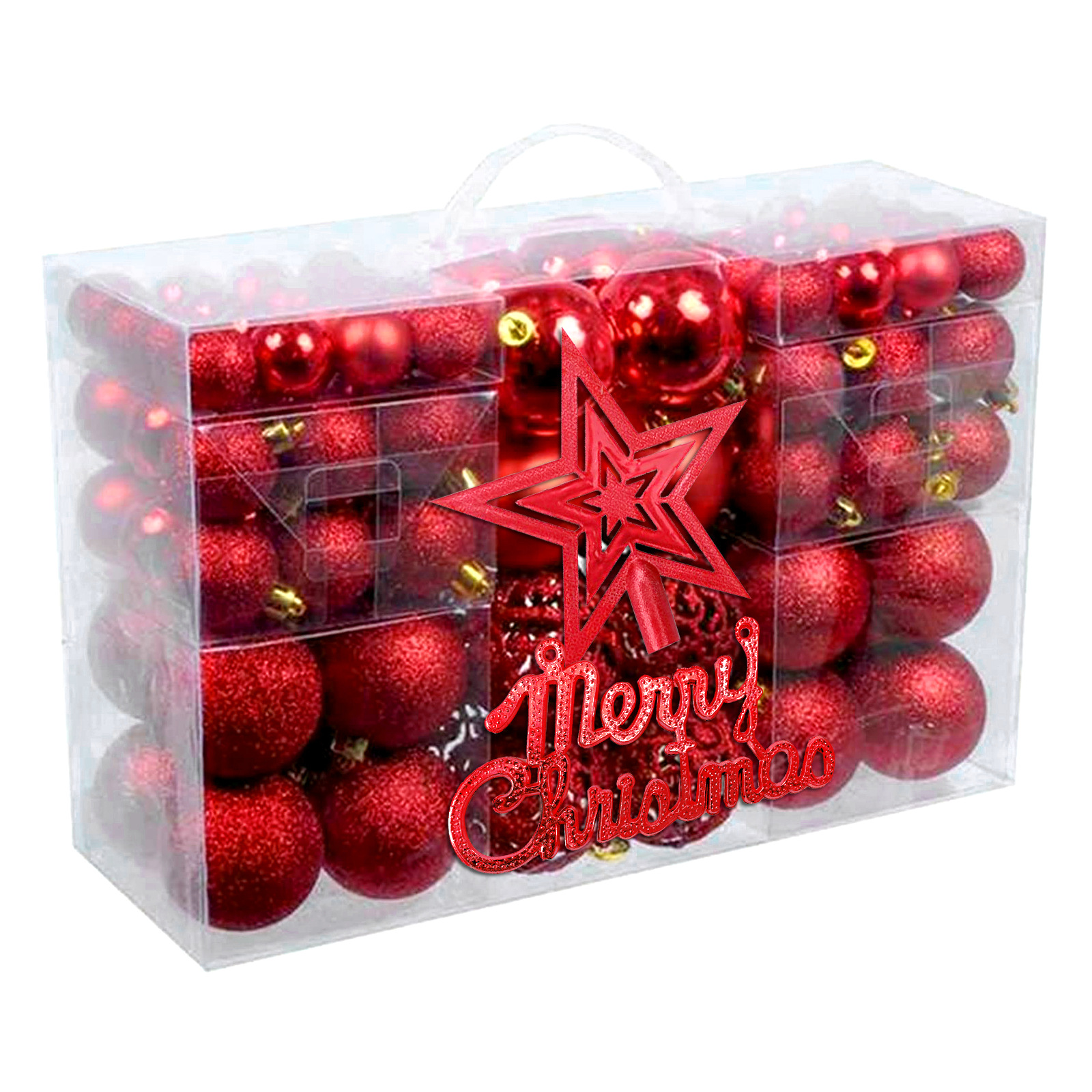 América Latina, decoración de árbol de Navidad 100 juegos portátiles de bolas de plástico hueco en caja colgante de bolas de Navidad image 3
