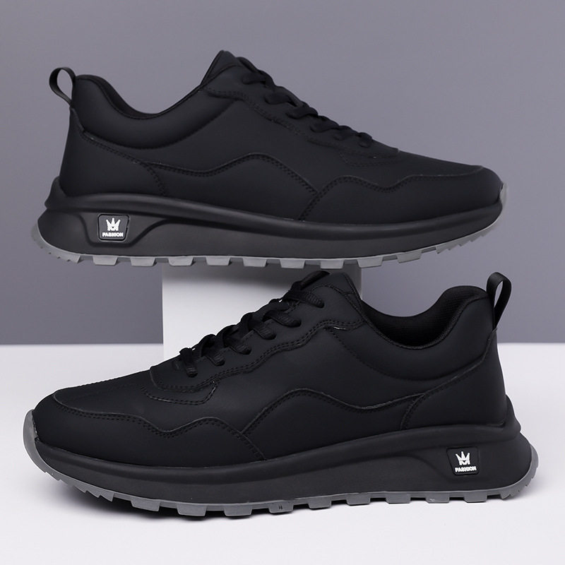 Giày thể thao nam sneaker cổ thấp đế dày, dây buộc, mũi tròn, phong cách năng động — GX129 màu trắng, GX129 màu đen