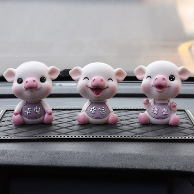 Piggy Car Interior Cute: Car ornaments - purple-peace-lucky-calm-big-drill-pad